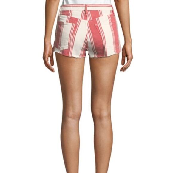 Frame Denim Le Cutoff LE FIERY STRIPE SHORTS IN RED 25 - Picture 4 of 10